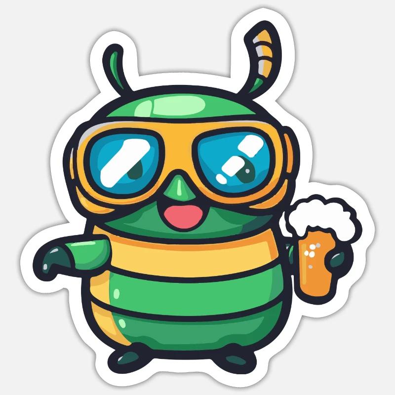 Wurm Ski Bier - Sticker Größe S (10 x 10 cm) - Mattweiß