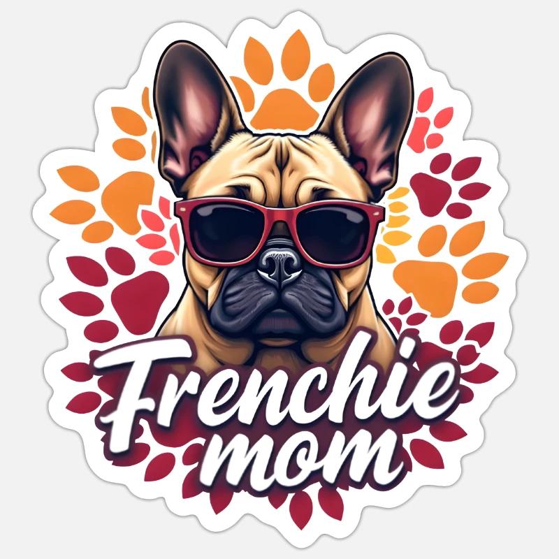 Frenchie Mom - Sticker Größe S (10 x 10 cm) - Mattweiß