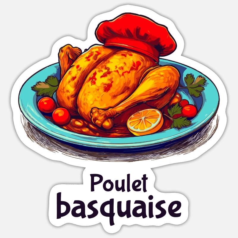 Poulet Basquaise - Dark Text - Sticker size S (10 x 10 cm) - white matte