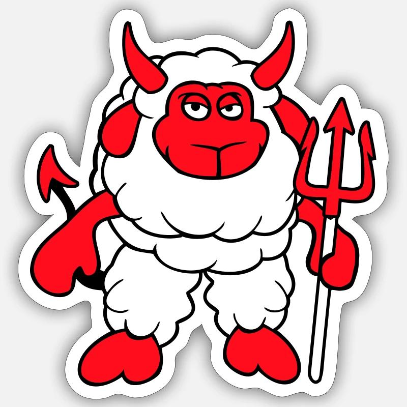 Mouton Diable Satan Enfer Mal Trident Cornes Cool Sticker taille S (10 x 10 cm)