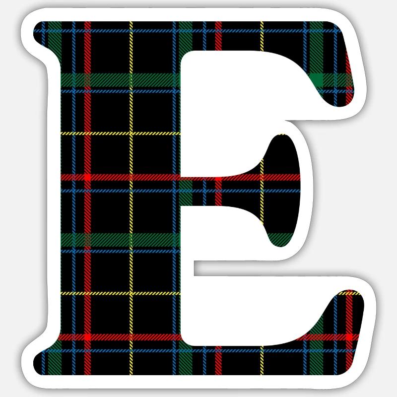 Monogramme e tartan écossais - Sticker taille S (10 x 10 cm) - blanc mat