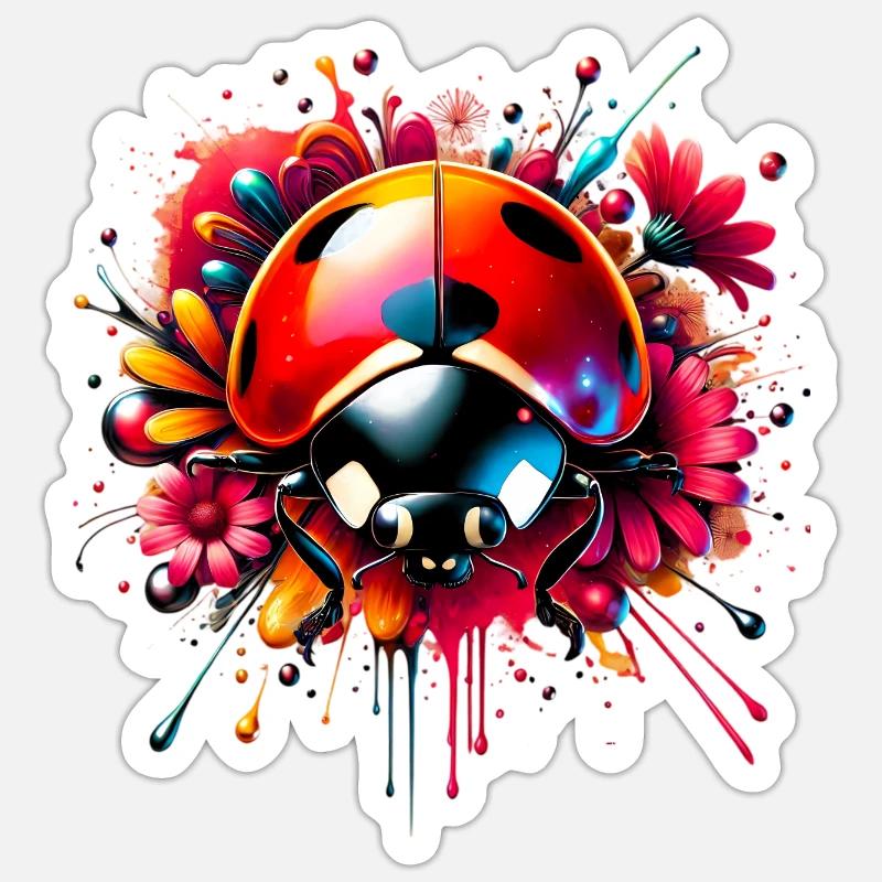 Marienkäfer - Sticker Größe S (10 x 10 cm) - Mattweiß