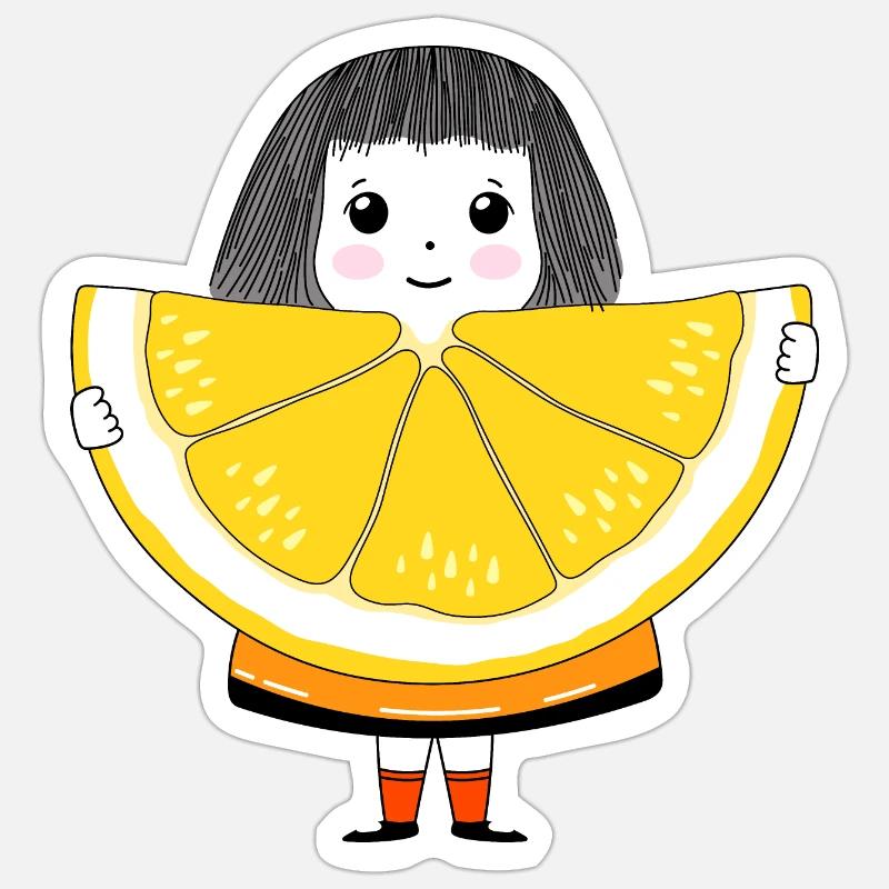 Mädchen und Orange Sticker Größe S (10 x 10 cm)