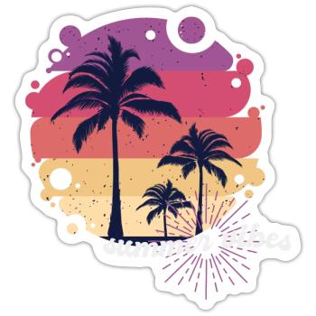 Sommer, Strand, Urlaub, Palmen, Meer - Sticker Größe S (10 x 10 cm) - Mattweiß - Vorne