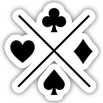 Kartenspiel Symbole | Minimal Design | schwarz - Sticker Größe S (10 x 10 cm) - Mattweiß - Vorne