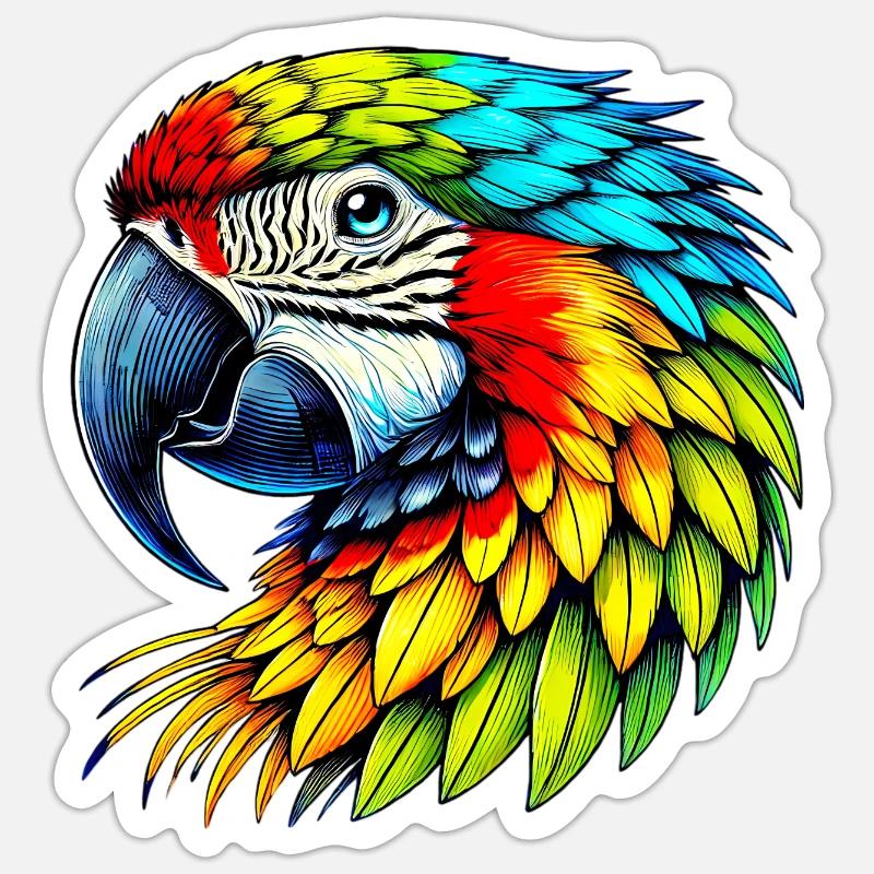 Parrot - Sticker size S (10 x 10 cm) - white matte