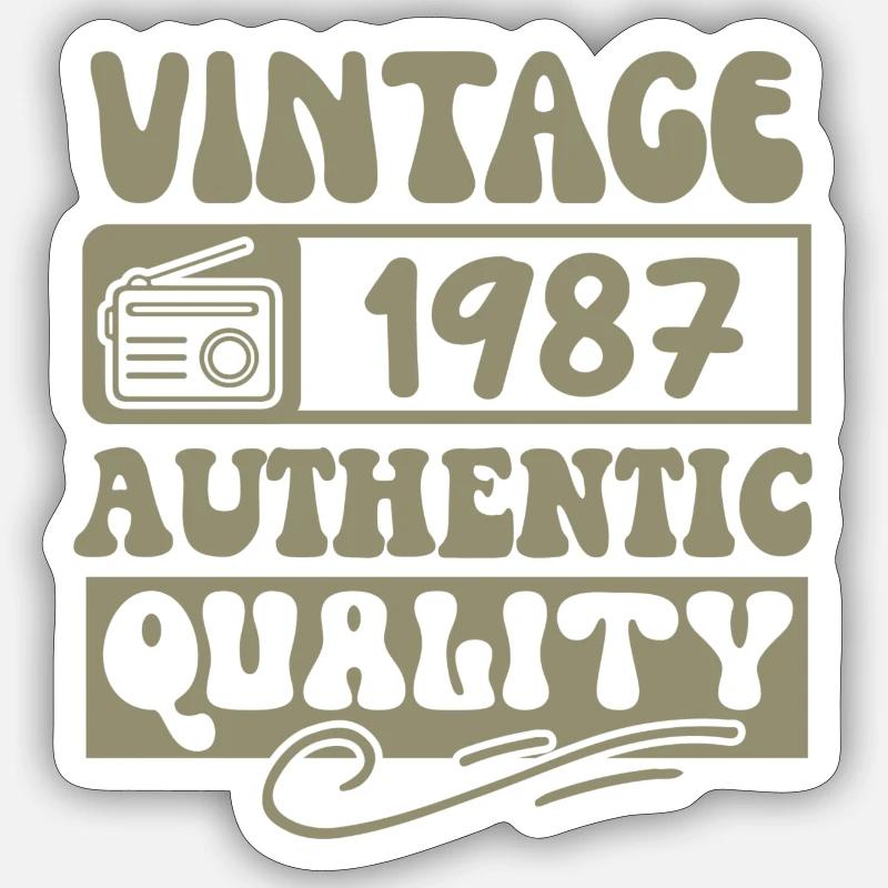 Authentic 1987 Millésime 1987 - Vintage 1987 Rétro Sticker taille S (10 x 10 cm)