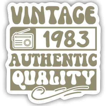 Authentisch 1983 Jahrgang 1983 - Jahrgang 1983 Retro - Sticker Größe S (10 x 10 cm) - Mattweiß - Vorne