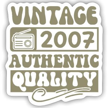 Authentisch 2007 Jahrgang 2007 - Jahrgang 2007 Retro - Sticker Größe S (10 x 10 cm) - Mattweiß - Vorne