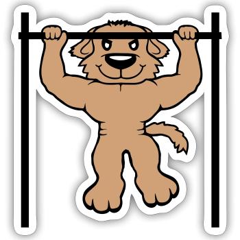 Chien Pull-ups Bar Muscles Gym Pull-Up Bar - Sticker taille S (10 x 10 cm) - blanc mat - Devant