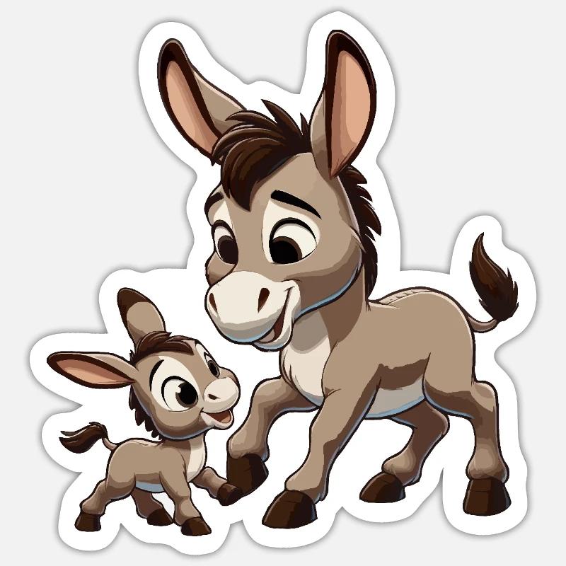 Eselmutter mit Kind grau Sticker Größe S (10 x 10 cm)