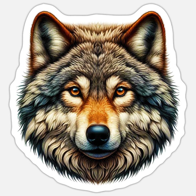 Loup - Sticker taille S (10 x 10 cm) - blanc mat