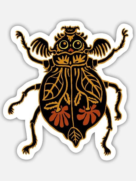 bunter Blumenkäfer - Sticker Größe S (10 x 10 cm) - Mattweiß