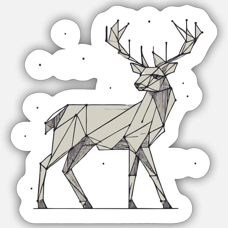 Hirsch 2D grau Schnee Sticker Größe S (10 x 10 cm)