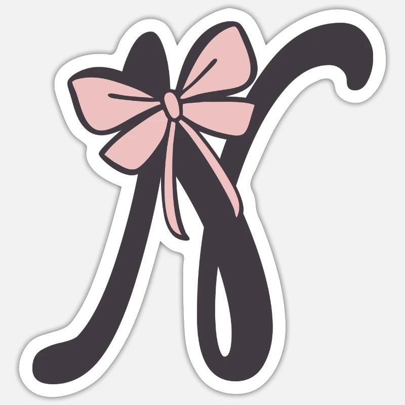 Initial Letter N Ribbon - Sticker size S (10 x 10 cm) - white matte