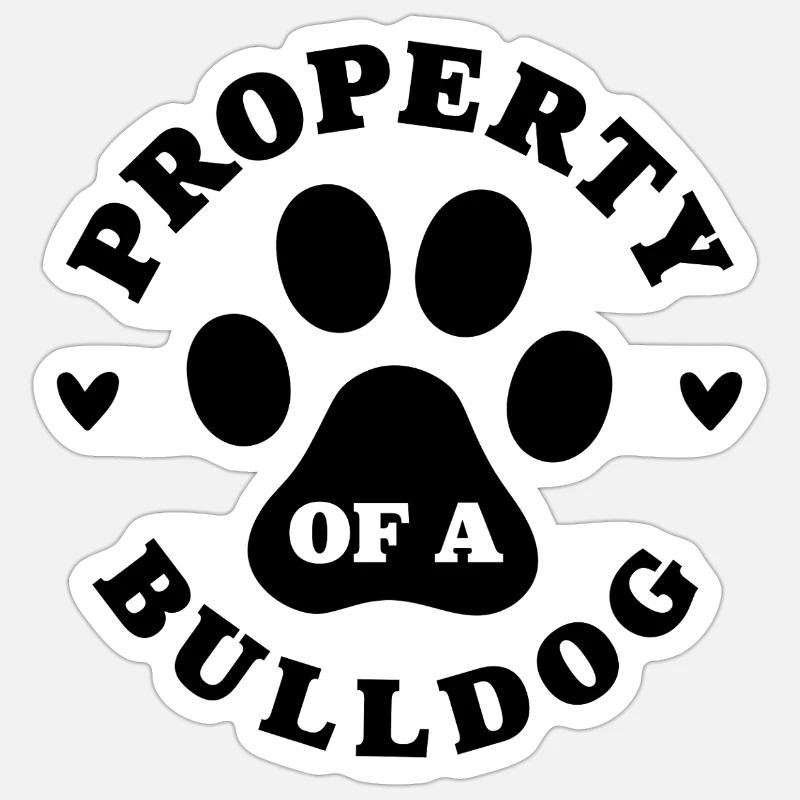 Propriété d’un bouledogue - Sticker taille S (10 x 10 cm) - blanc mat