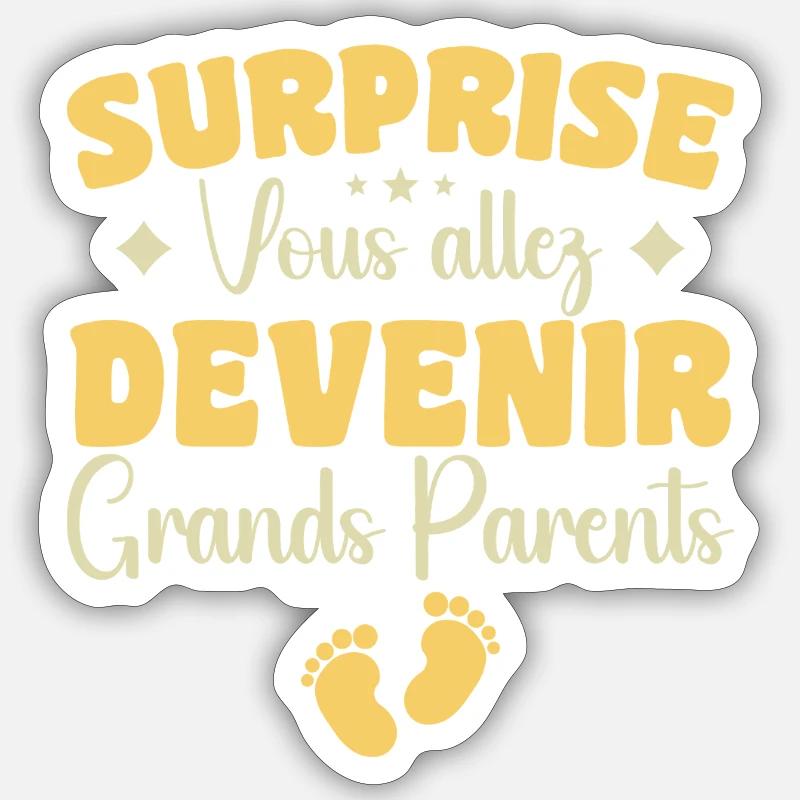 Überraschung, Sie werden Großeltern - Sticker Größe S (10 x 10 cm) - Mattweiß