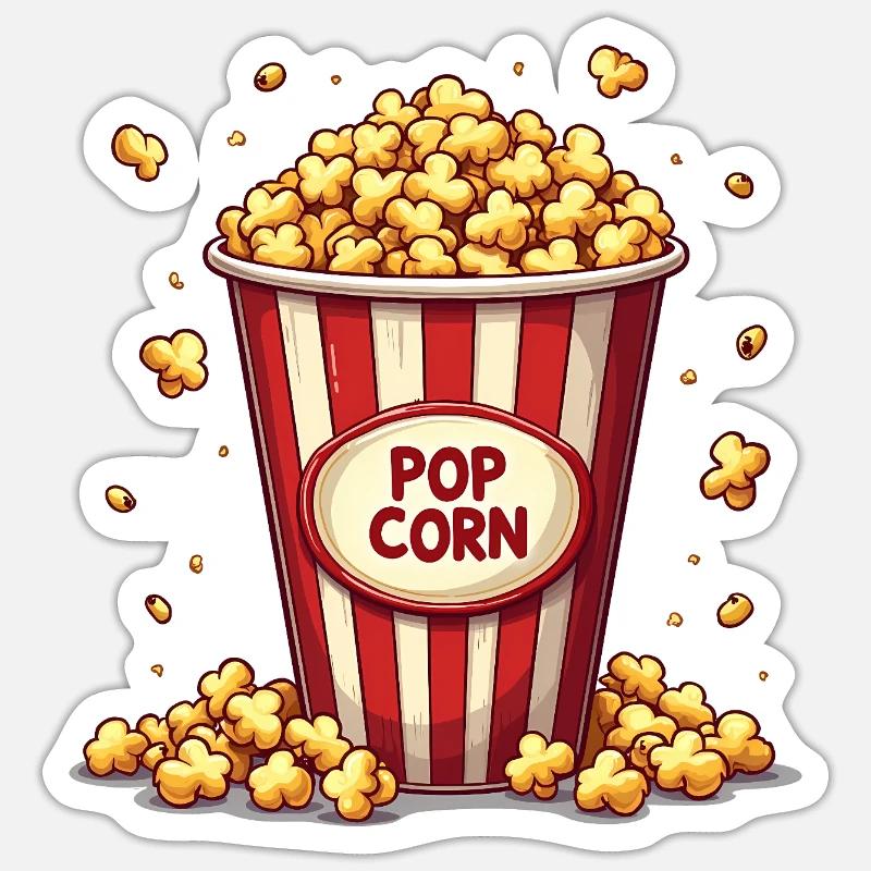 Fasching Popcorn - Kinder - Sticker Größe S (10 x 10 cm) - Mattweiß