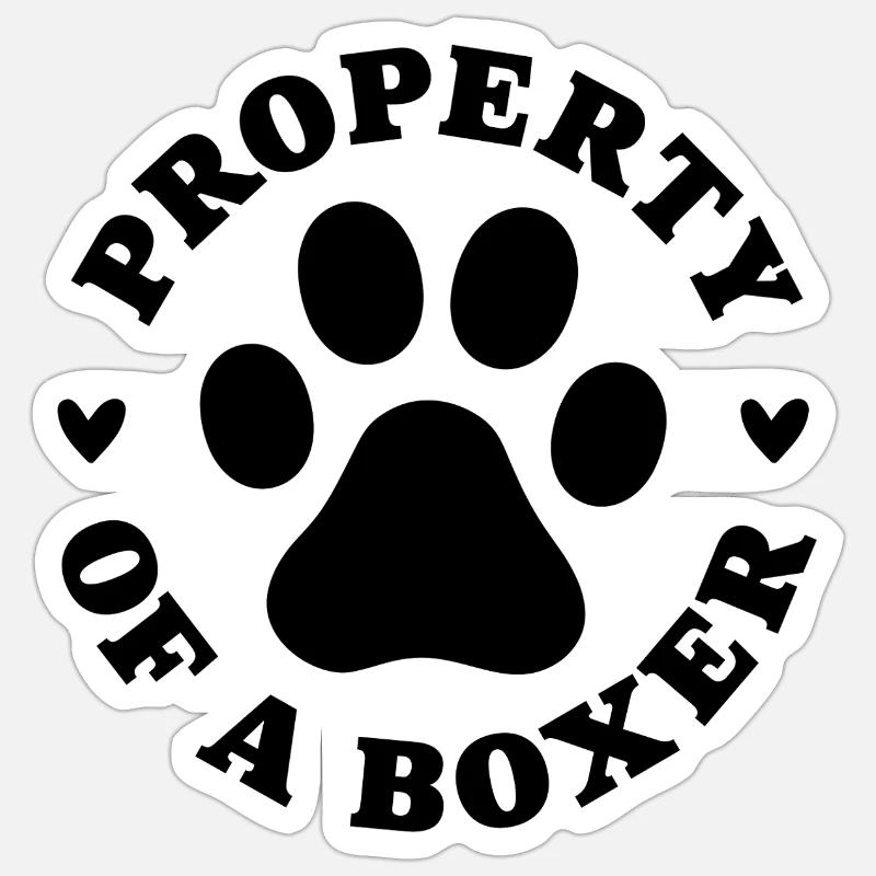 Propriété d’un Boxeur - Sticker taille S (10 x 10 cm) - blanc mat
