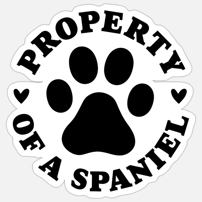 Propriété d’un épagneul - Sticker taille S (10 x 10 cm) - blanc mat