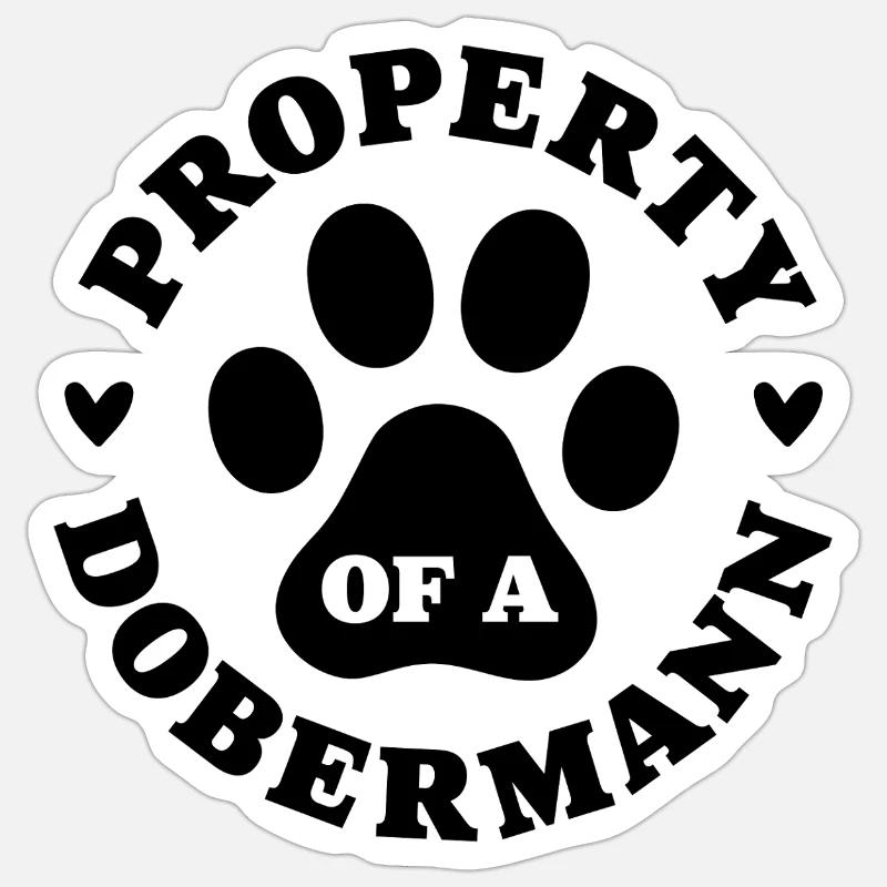 Propriété d’un Dobermann - Sticker taille S (10 x 10 cm) - blanc mat