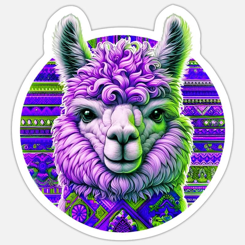Alpaka - Sticker Größe S (10 x 10 cm) - Mattweiß