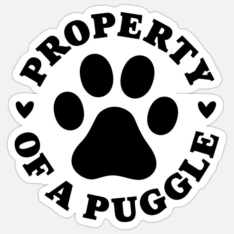 Propriété d’un Puggle - Sticker taille S (10 x 10 cm) - blanc mat