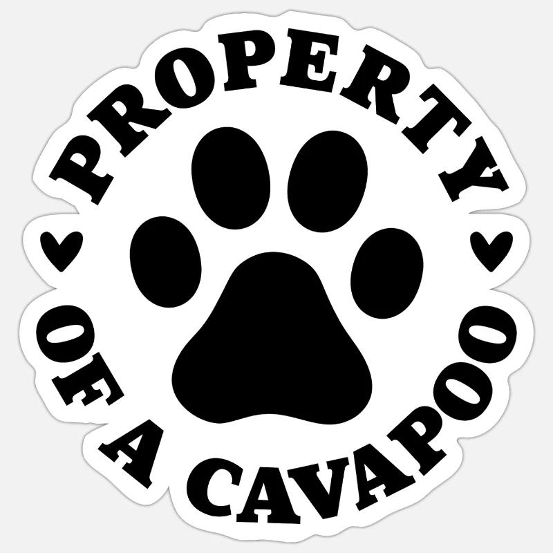 Propriété d’un Cavapoo - Sticker taille S (10 x 10 cm) - blanc mat