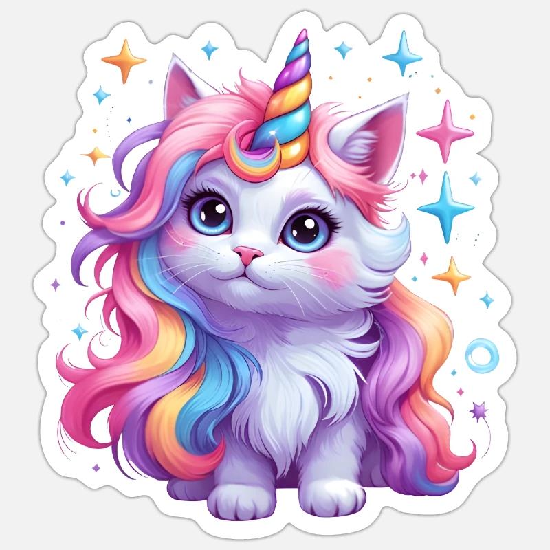 Einhorn Katze Sticker Größe S (10 x 10 cm)
