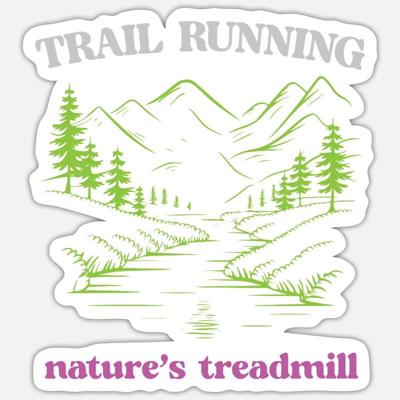 Course sur sentier - Tapis roulant de la nature - Sticker taille S (10 x 10 cm) - blanc mat