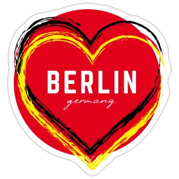 Berlin Deutschland Fan Flagge Design T Shirt - Sticker Größe S (10 x 10 cm) - Mattweiß - Vorne