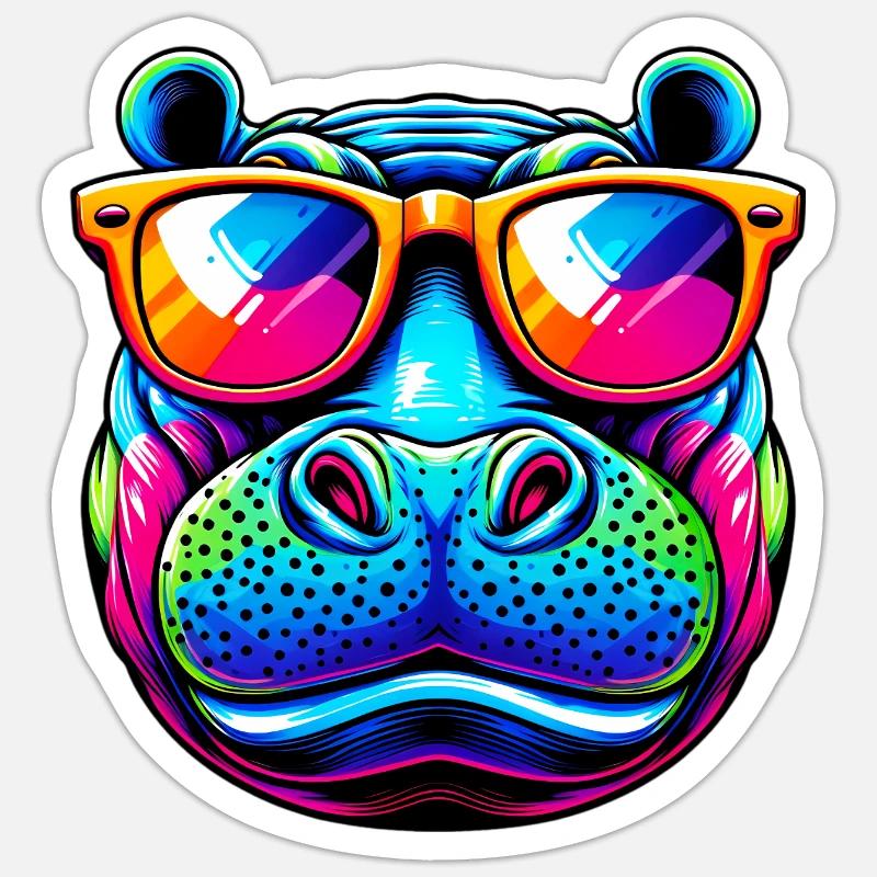 Nilpferd - Sticker Größe S (10 x 10 cm) - Mattweiß