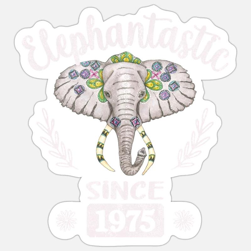 Elephantastic depuis 1975 - Sticker taille S (10 x 10 cm) - blanc mat