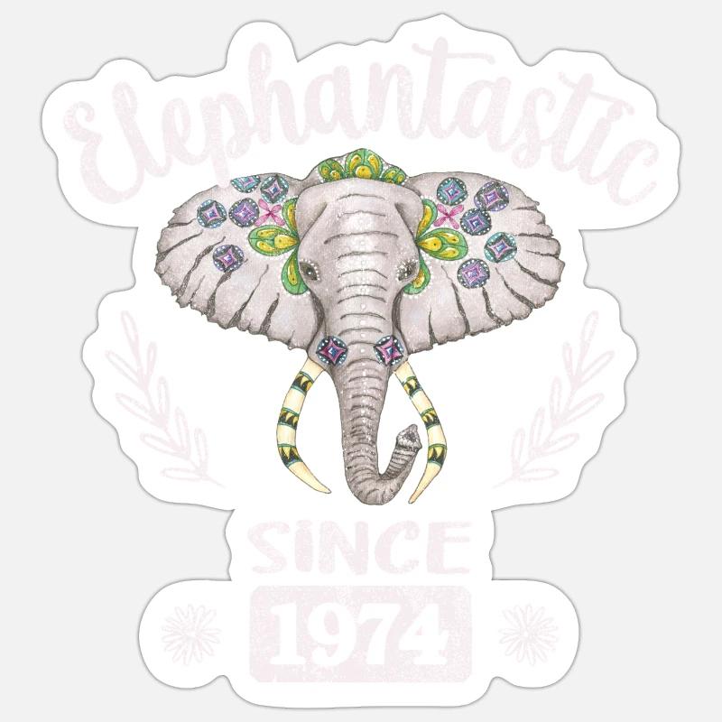 Elephantastic depuis 1974 - Sticker taille S (10 x 10 cm) - blanc mat