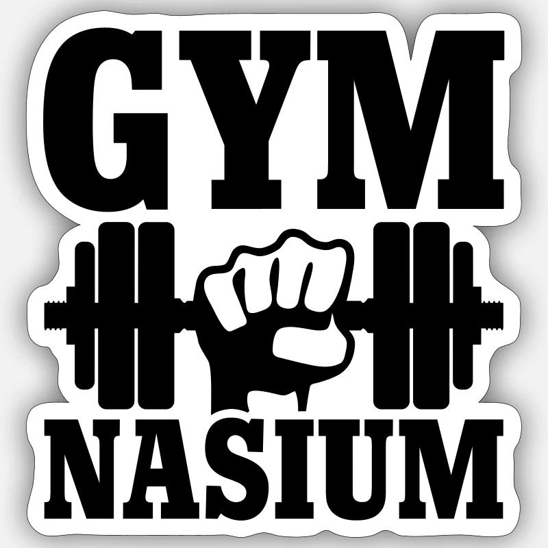 GYM Nasium - Workout - Sticker Größe S (10 x 10 cm) - Mattweiß
