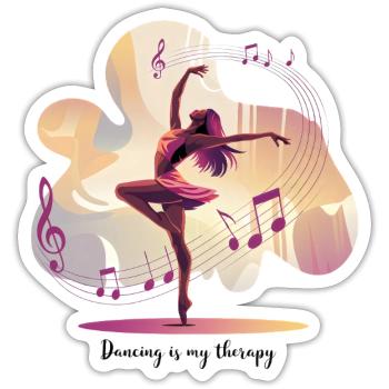 La danse est ma thérapie – Dancing Ballet Hip-Hop - Sticker taille S (10 x 10 cm) - blanc mat - Devant