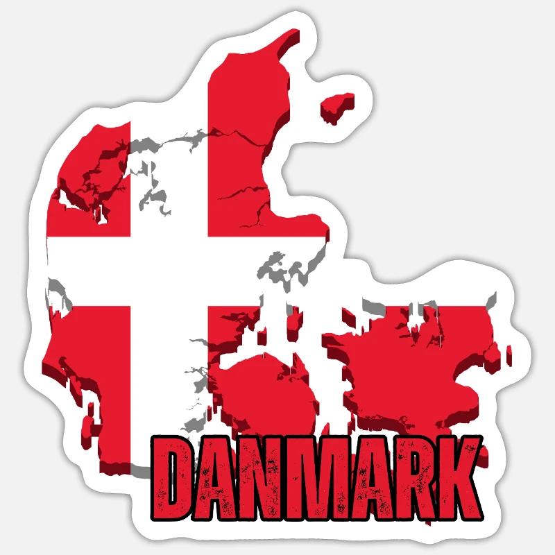 Fierté danoise, drapeau du Danemark - Sticker taille S (10 x 10 cm) - blanc mat