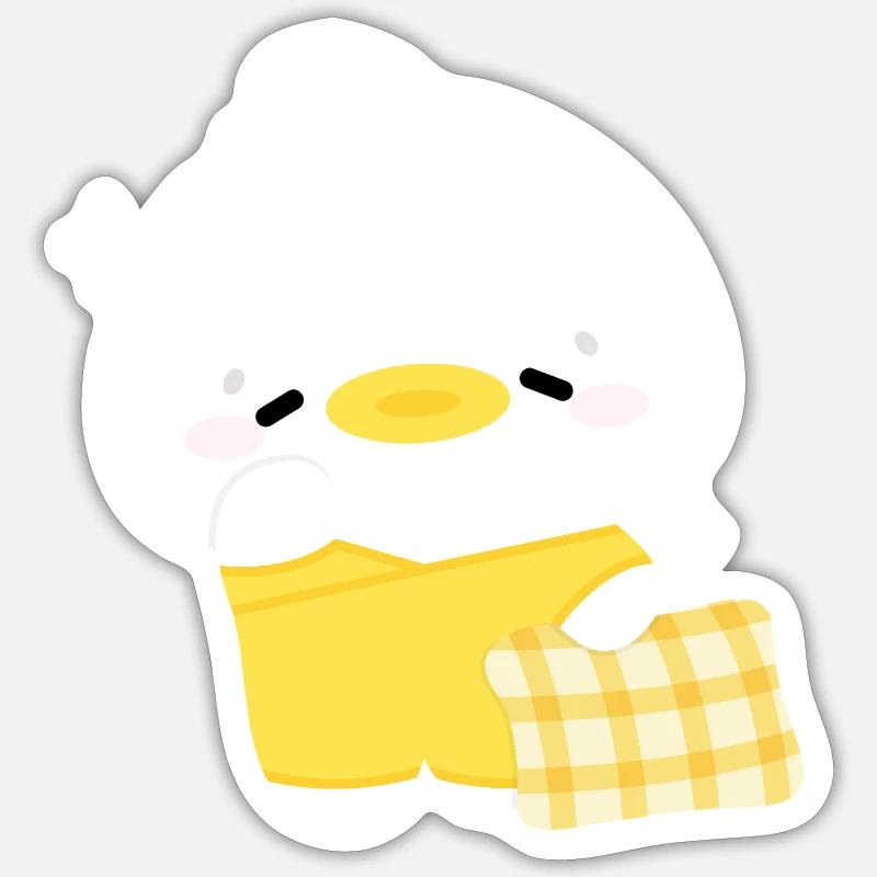Canard endormi - Sticker taille S (10 x 10 cm) - blanc mat