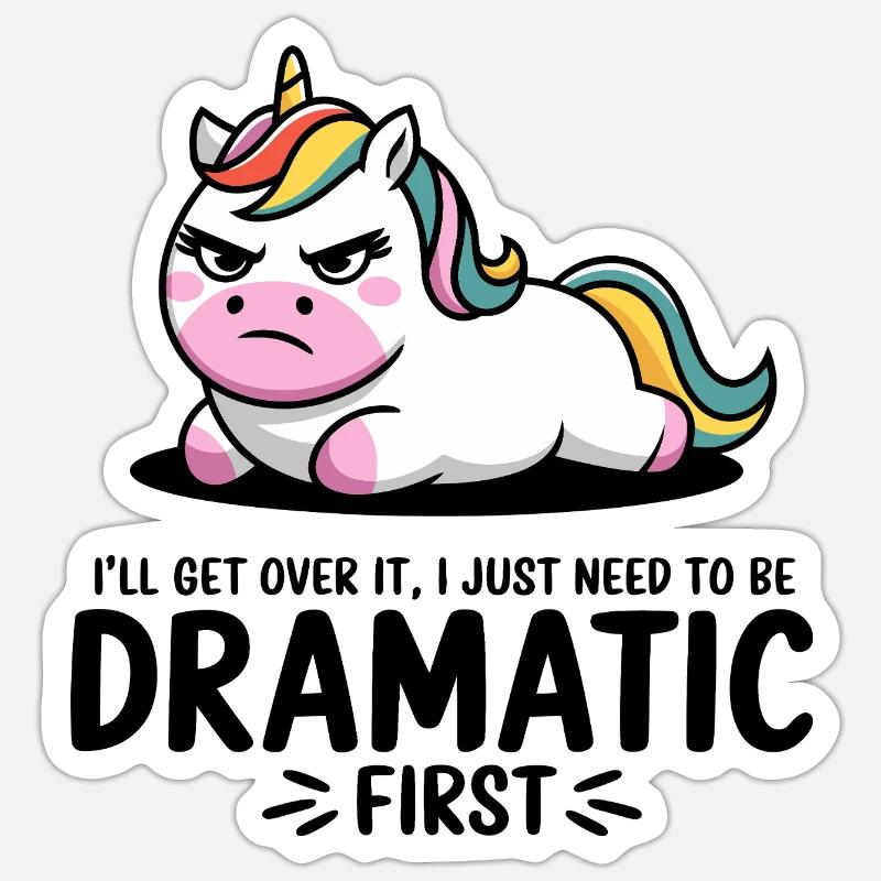 Dramatisches Einhorn Sticker Größe S (10 x 10 cm)