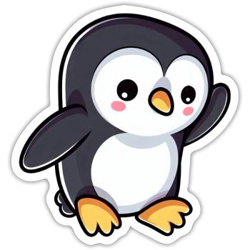 Süßer Cartoon Pinguin winkt - Sticker Größe S (10 x 10 cm) - Mattweiß - Vorne