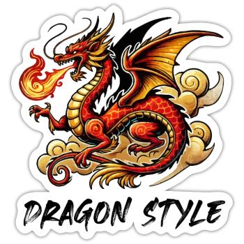 Dragon de Chine 1 - Sticker taille S (10 x 10 cm) - blanc mat - Devant