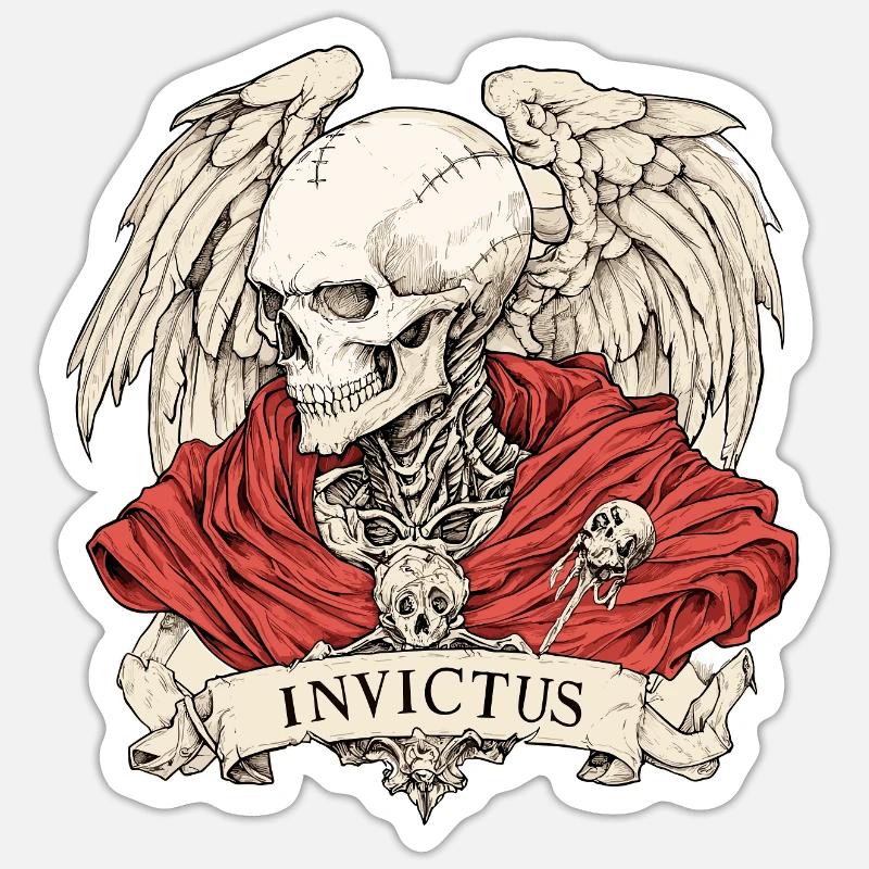 Invictus - Angel Skeleton - Sticker size S (10 x 10 cm) - white matte