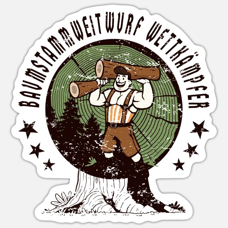 Tree trunk throwing competitors - Sticker size S (10 x 10 cm) - white matte