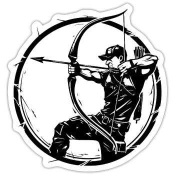 Sports de tir à l’arc - Sticker taille S (10 x 10 cm) - blanc mat - Devant