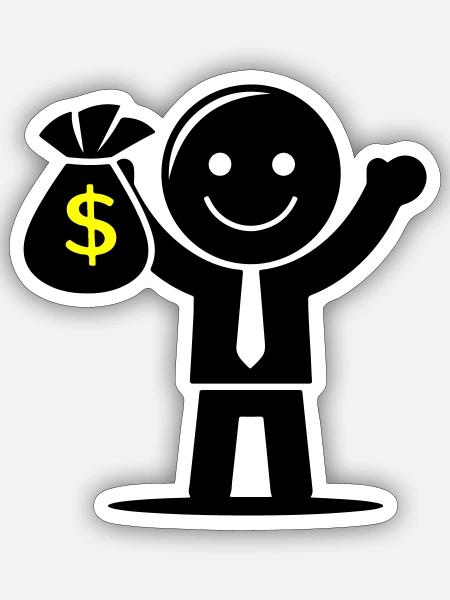 Geld Cash Hustle Geldsack - Sticker Größe S (10 x 10 cm) - Mattweiß