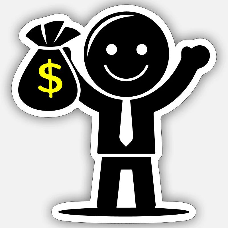 Argent Cash Hustle Sac d’argent - Sticker taille S (10 x 10 cm) - blanc mat