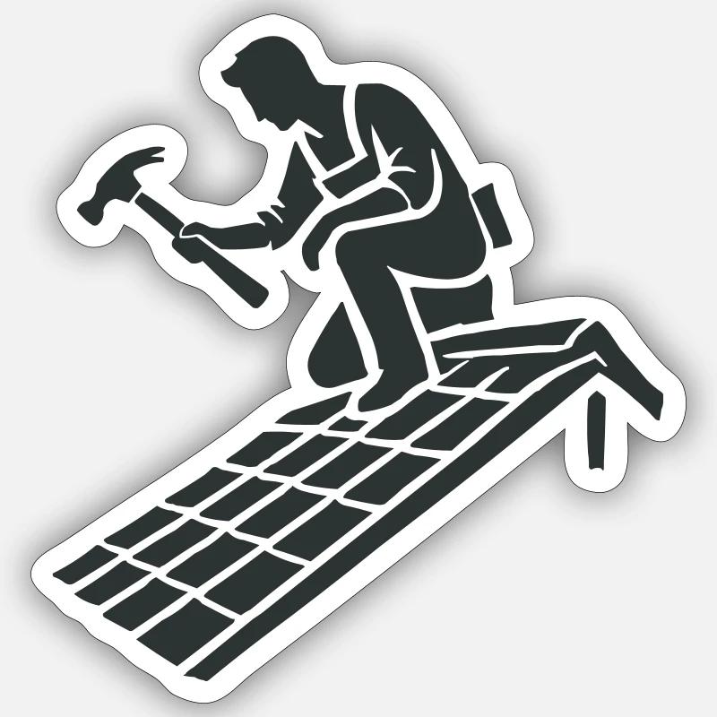 dachdecker - Sticker Größe S (10 x 10 cm) - Mattweiß
