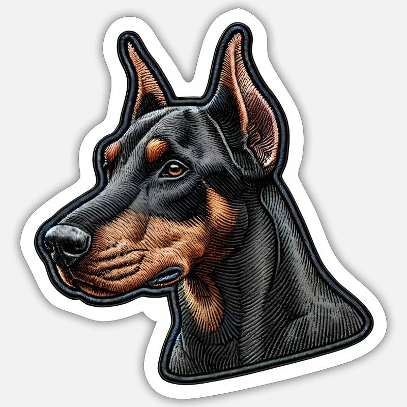 Elegant and alert Doberman - Sticker size S (10 x 10 cm) - white matte
