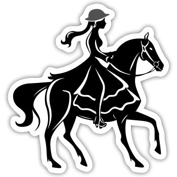 Balade à cheval pour fille - Sticker taille S (10 x 10 cm) - blanc mat - Devant
