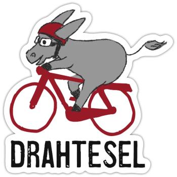 Drahtesel - Fahrrad - Radsport - Bike - MTB - Sticker Größe S (10 x 10 cm) - Mattweiß - Vorne